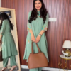 Black Kurta Pant Set with Handbag
