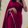 Maroon Saree with Designer Blouse