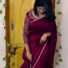 Maroon Saree with Designer Blouse