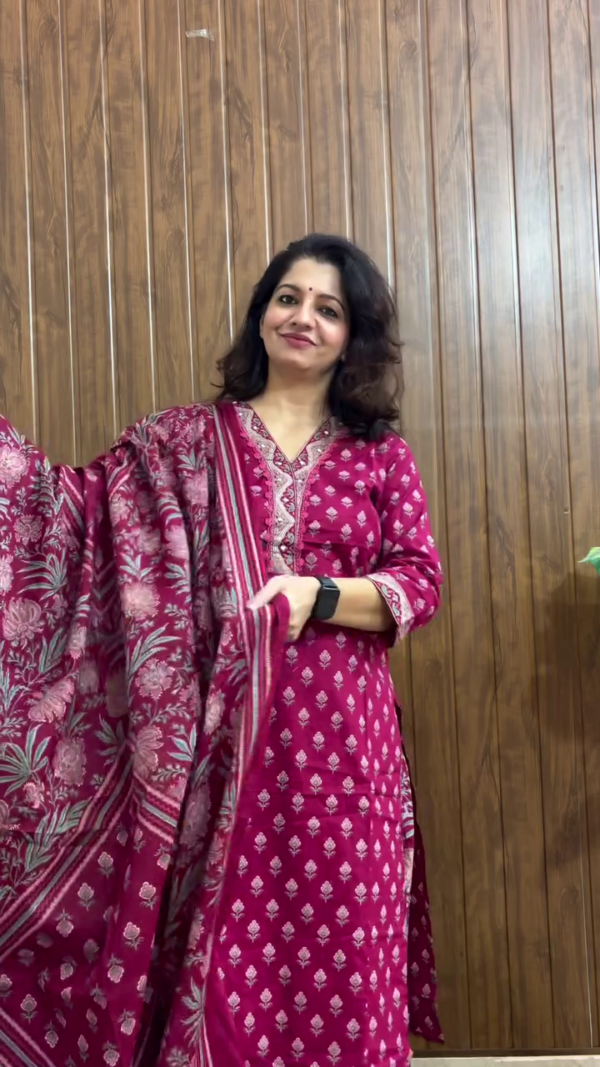 Pink Ethnic Suit Set with Dupatta