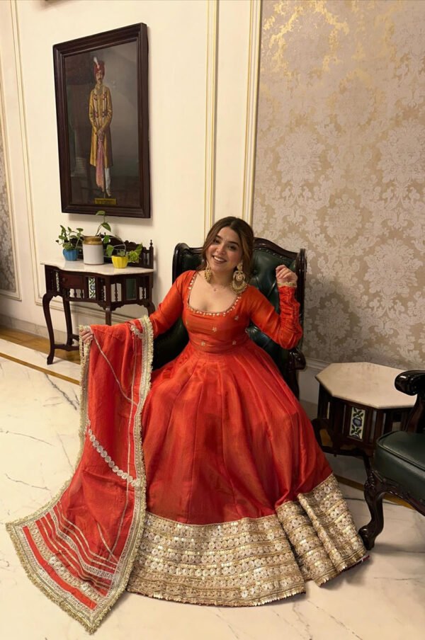 DN-566_1.jpg Rust Orange Gotta Work Anarkali Suit Set