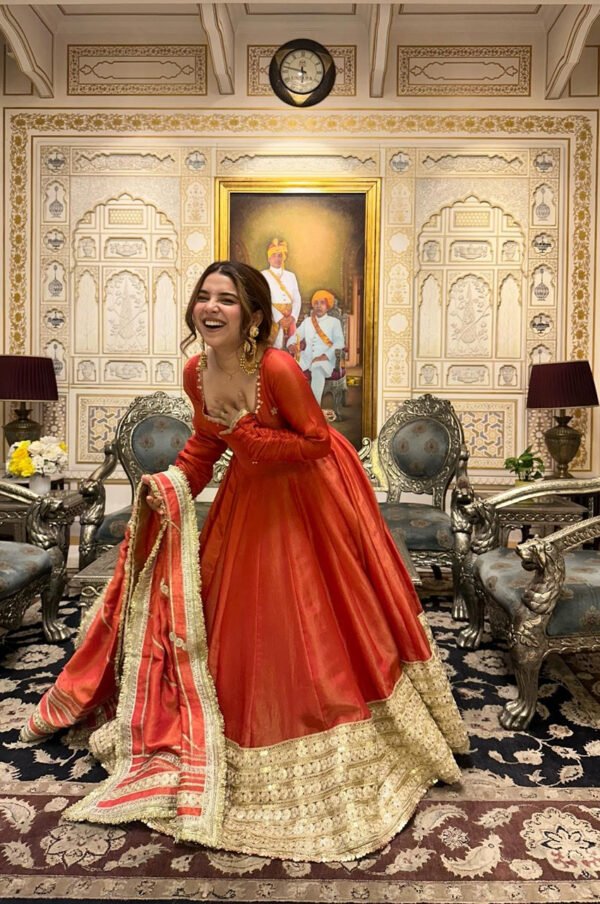 DN-566_3.jpg Rust Orange Gotta Work Anarkali Suit Set