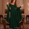 GREENANARKALI_1.jpg Green Color Georgette Anarkali Suit with Dupatta