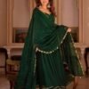 GREENANARKALI_3.jpg Green Color Georgette Anarkali Suit with Dupatta