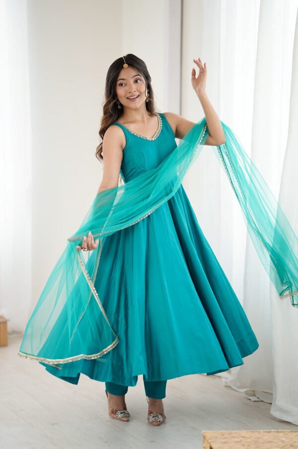 IMG_2497.jpg Turquoise Roman Silk Anarkali Suit Set