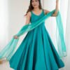 IMG_2500.jpg Turquoise Roman Silk Anarkali Suit Set