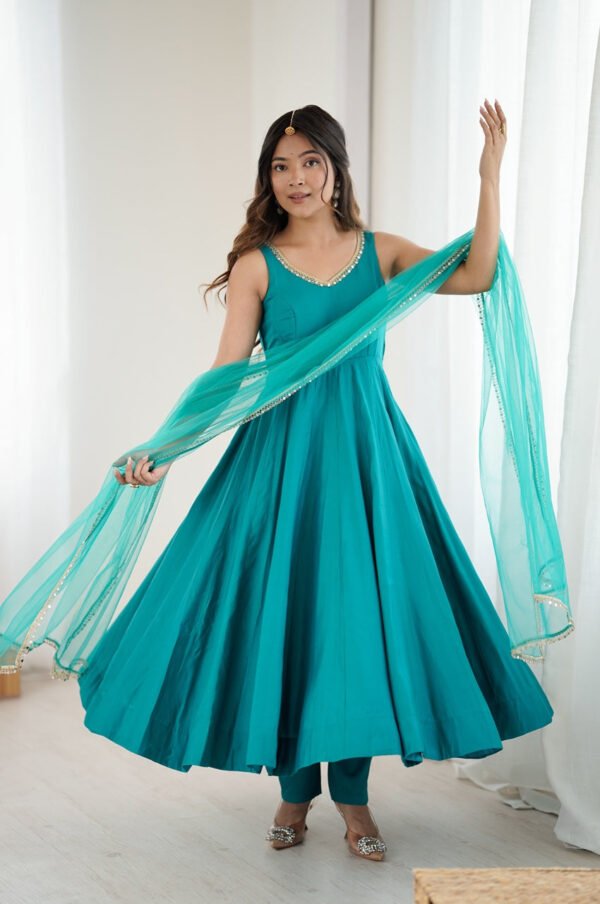 IMG_2500.jpg Turquoise Roman Silk Anarkali Suit Set
