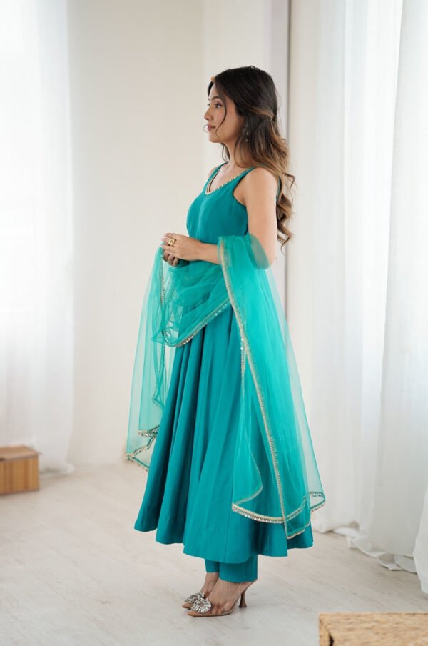 IMG_2515.jpg Turquoise Roman Silk Anarkali Suit Set
