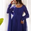 IMG_3640.jpg Rich Royal Blue Laheriya Print Georgette Anarkali Suit with Dupatta