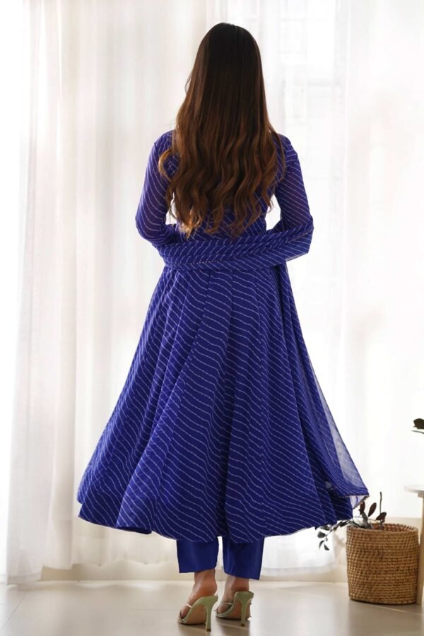 IMG_3643.jpg Rich Royal Blue Laheriya Print Georgette Anarkali Suit with Dupatta