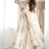 IMG_5425.jpg White Flower Print Organza Silk Anarkali Suit Set