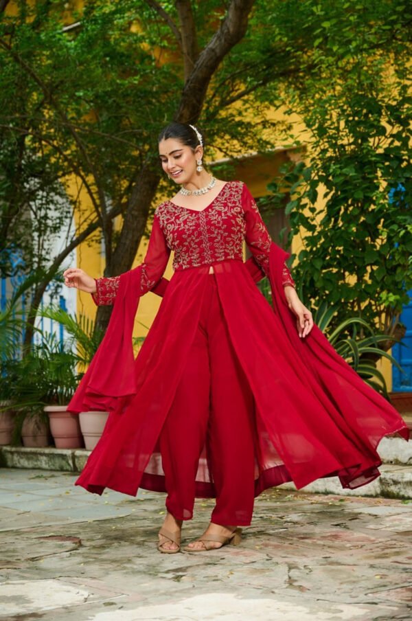KA-1201_7.jpg MAROON COLOR DESIGNER KURTI PANT SET