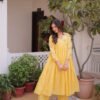 KA-1236_2.jpg Yellow Cotton Kurti Pant Set with Embroidered Work