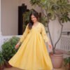 KA-1236_4.jpg Yellow Cotton Kurti Pant Set with Embroidered Work