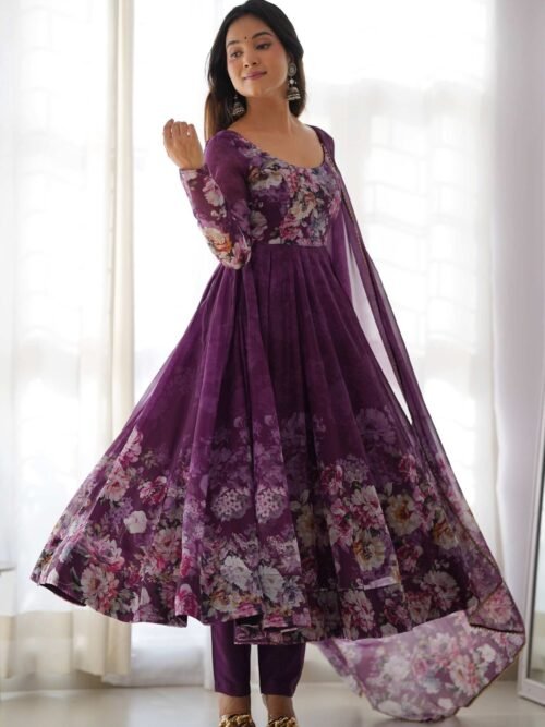 KA-261_3.jpg Trendy Wine Floral Printed Anarkali Suit Set with Dupatta - Modern & Chic