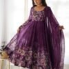 KA-261_4.jpg Trendy Wine Floral Printed Anarkali Suit Set with Dupatta - Modern & Chic