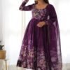 KA-261_5.jpg Trendy Wine Floral Printed Anarkali Suit Set with Dupatta - Modern & Chic