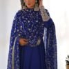 KB-241BLUE_2.jpg Dazzling Blue Georgette Gown Sophisticated Embroidered Detail