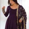 KB-241WINE_2.jpg Elegant Wine Georgette Gown Set with Dupatta - Luxurious & Chic