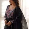 KB-261BLACK_1.jpg Sophisticated Black Organza Silk Anarkali Suit Set - Perfect Choice