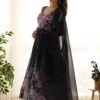 KB-261BLACK_2.jpg Sophisticated Black Organza Silk Anarkali Suit Set - Perfect Choice