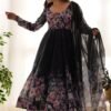 KB-261BLACK_4.jpg Sophisticated Black Organza Silk Anarkali Suit Set - Perfect Choice