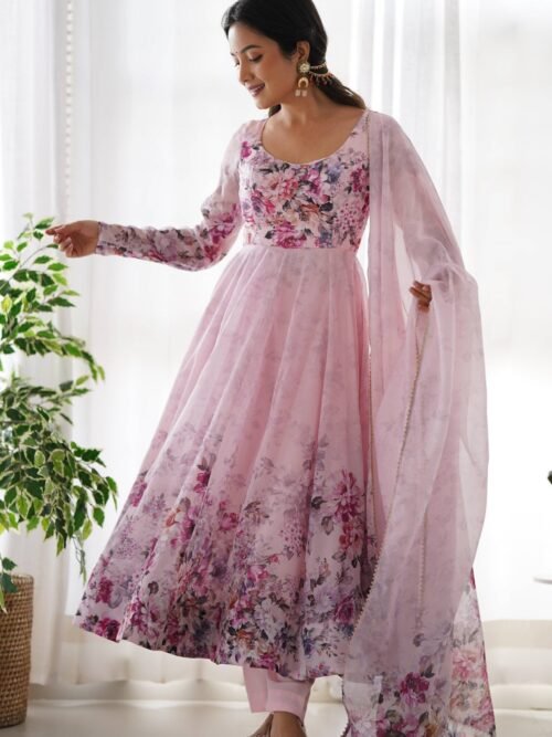 KB-261PINK_4.jpg Trendy Pink Floral Anarkali Suit Set with Dupatta - Modern & Beautiful