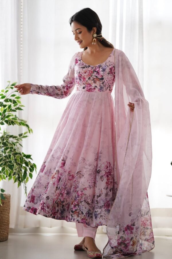 KB-261PINK_4.jpg Trendy Pink Floral Anarkali Suit Set with Dupatta - Modern & Beautiful
