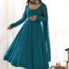 Alluring Rama Lehriya Anarkali Suit Sophisticated Charm
