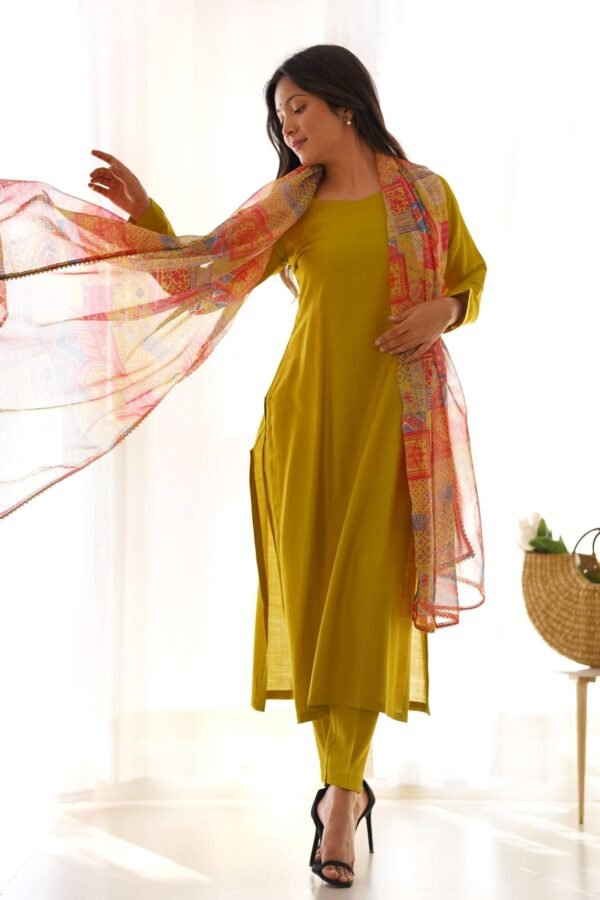 KB-269LIRIL_3.jpg Mustard Viscose Straight Kurta Set for Office Wear