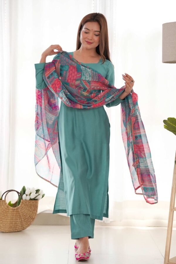 KB-269SEAGREEN_1.jpg Sea Green Viscose Straight Kurta Set for Office Wear