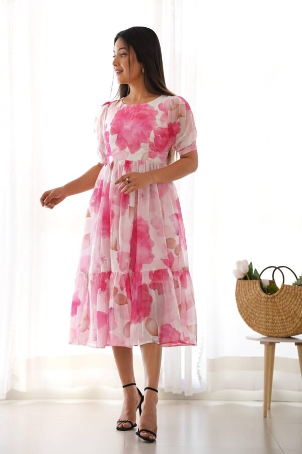 KB-270_4.jpg White Floral Georgette One-Piece Dress