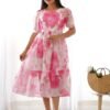 KB-270_5.jpg White Floral Georgette One-Piece Dress