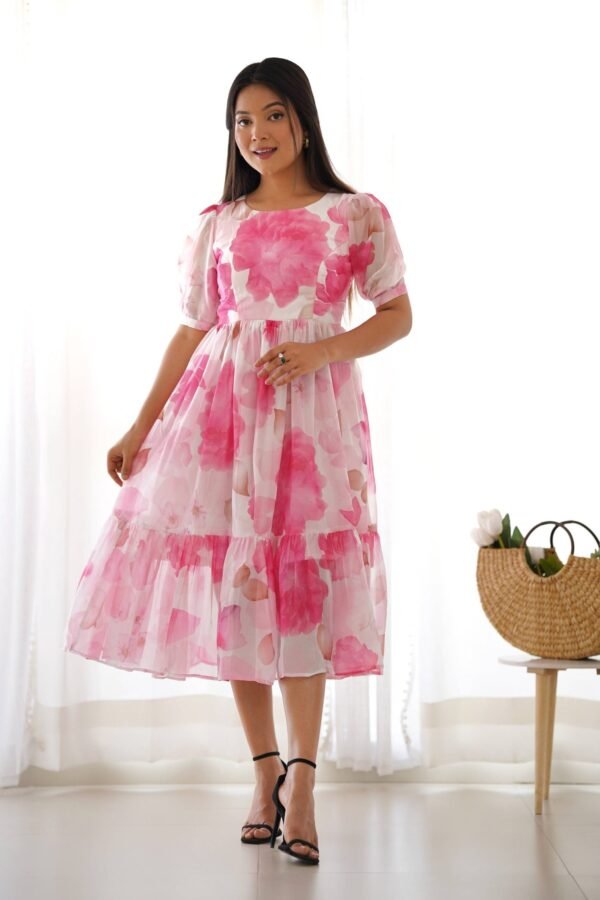 KB-270_5.jpg White Floral Georgette One-Piece Dress