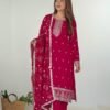 KB-276PINK_1.jpg Rani Pink Straight Fit Kurta with Dupatta Set