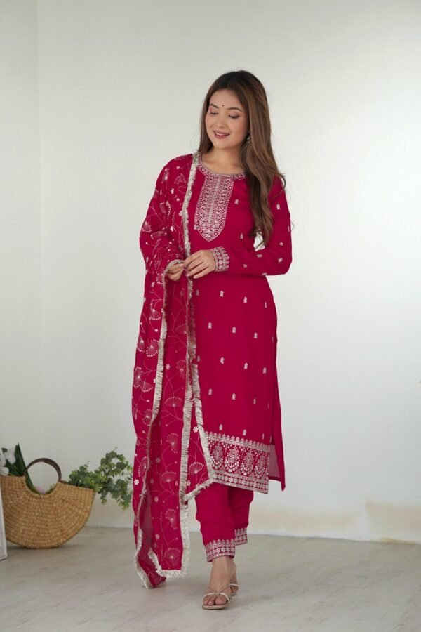KB-276PINK_3.jpg Rani Pink Straight Fit Kurta with Dupatta Set
