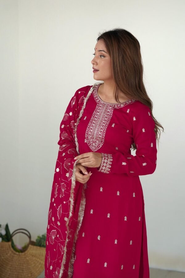 KB-276PINK_6.jpg Rani Pink Straight Fit Kurta with Dupatta Set