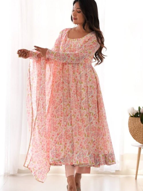 KB-284_2.jpg Pink Flower Printed Anarkali Suit Set
