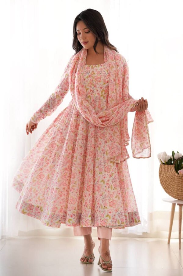 KB-284_4.jpg Pink Flower Printed Anarkali Suit Set