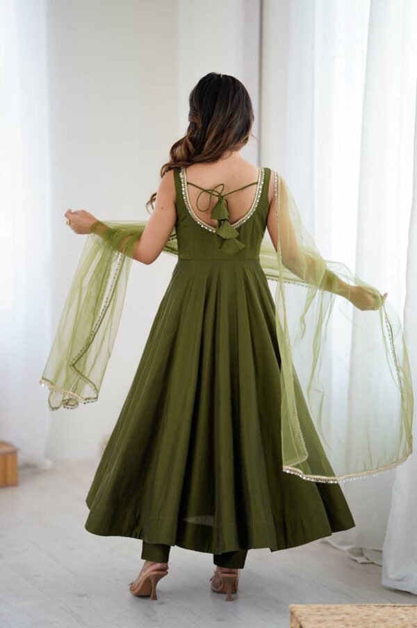 KB-285MAHENDI_2.jpg Mehndi Green Roman Silk Anarkali Suit Set