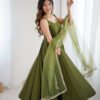 KB-285MAHENDI_4.jpg Mehndi Green Roman Silk Anarkali Suit Set