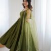 KB-285MAHENDI_5.jpg Mehndi Green Roman Silk Anarkali Suit Set