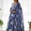KB-286NAVYBLUE_3.jpg Navy Blue Organza Anarkali Gown with Marble Print