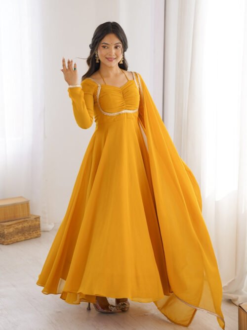 KB-291YELLOW_2.jpg Sunshine Yellow Fancy Anarkali Gown