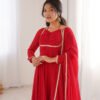 KB-291_1.jpg Red Color Fully Flared Anarkali Gown with Dupatta