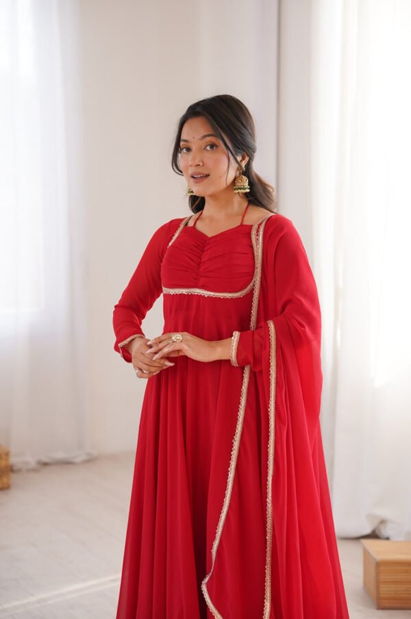 KB-291_1.jpg Red Color Fully Flared Anarkali Gown with Dupatta
