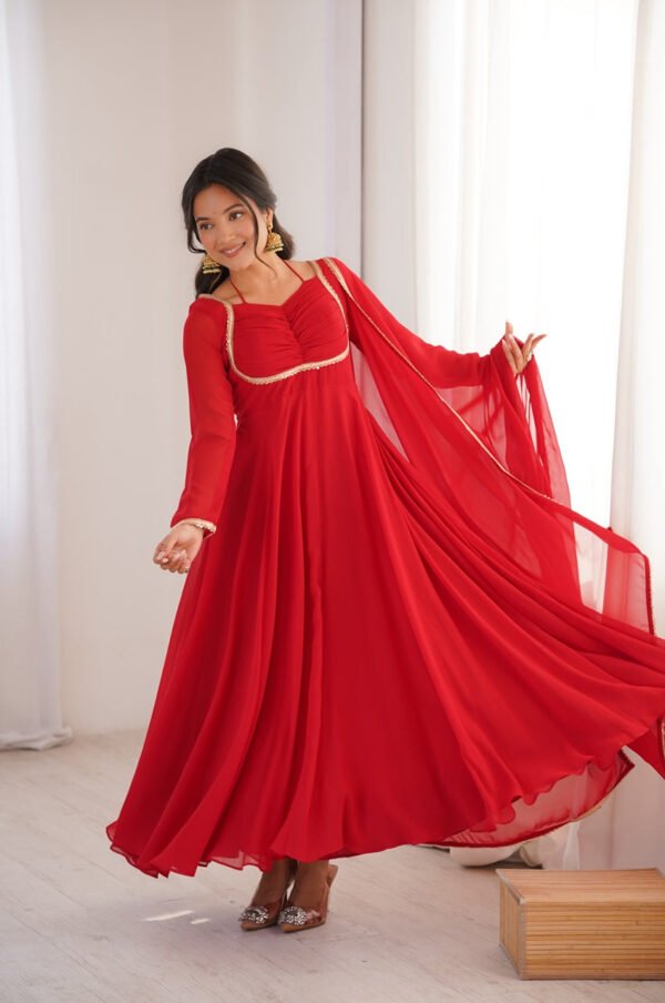 KB-291_2.jpg Red Color Fully Flared Anarkali Gown with Dupatta