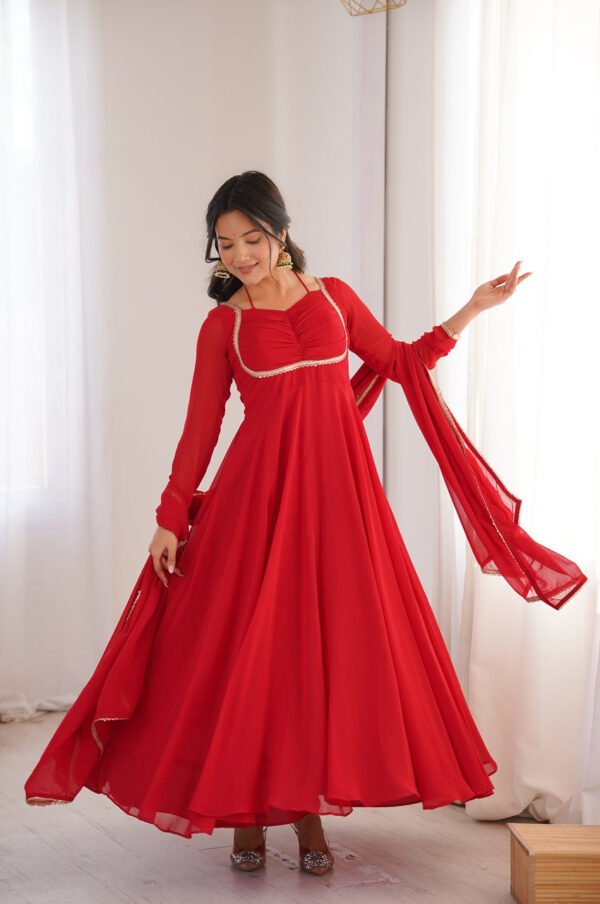 KB-291_3.jpg Red Color Fully Flared Anarkali Gown with Dupatta