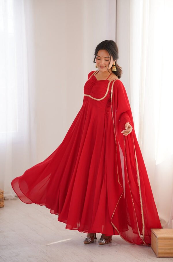 KB-291_4.jpg Red Color Fully Flared Anarkali Gown with Dupatta