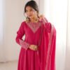 KB-294_3.jpg Rani Pink Roman Shimmer Silk Fully Flare Anarkali Set